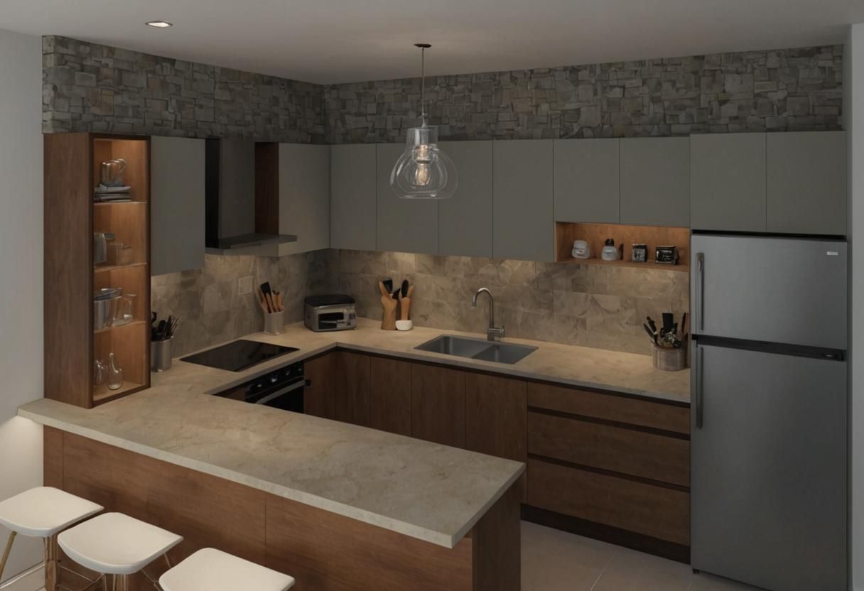 Off-White Kitchen Cabinets Extended to Ceiling