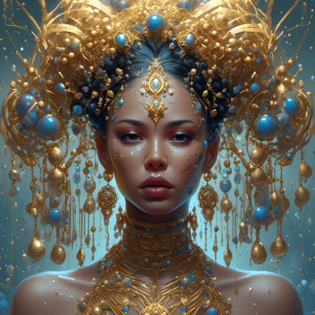 Surreal Spanish Woman with Elaborate Headpiece