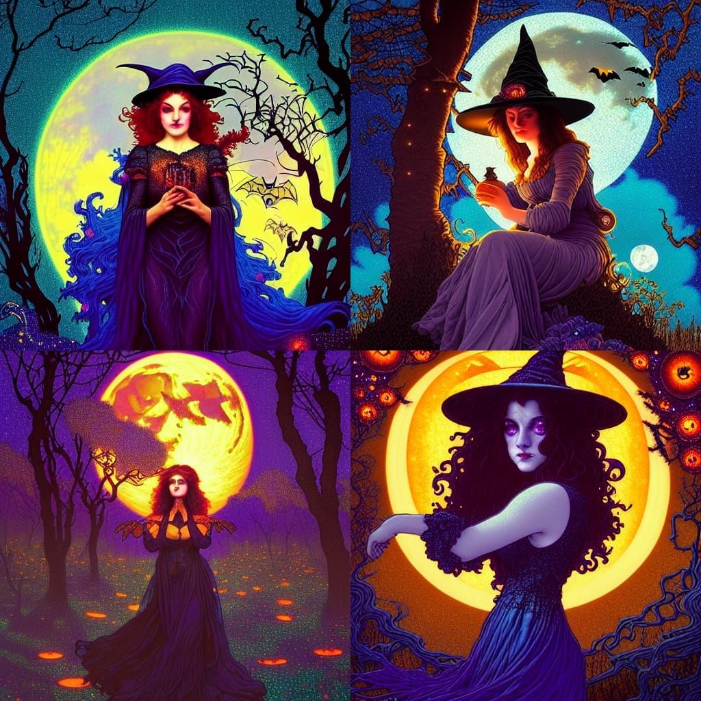 Halloween Witch with Luminous Color Sparkles