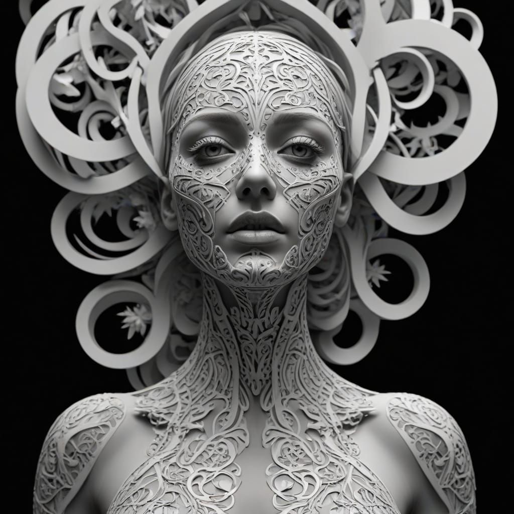Elegant Woman Embodied in Intricate Typography