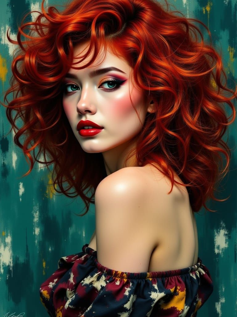 Expressive Portrait in Vibrant Colors and Textures