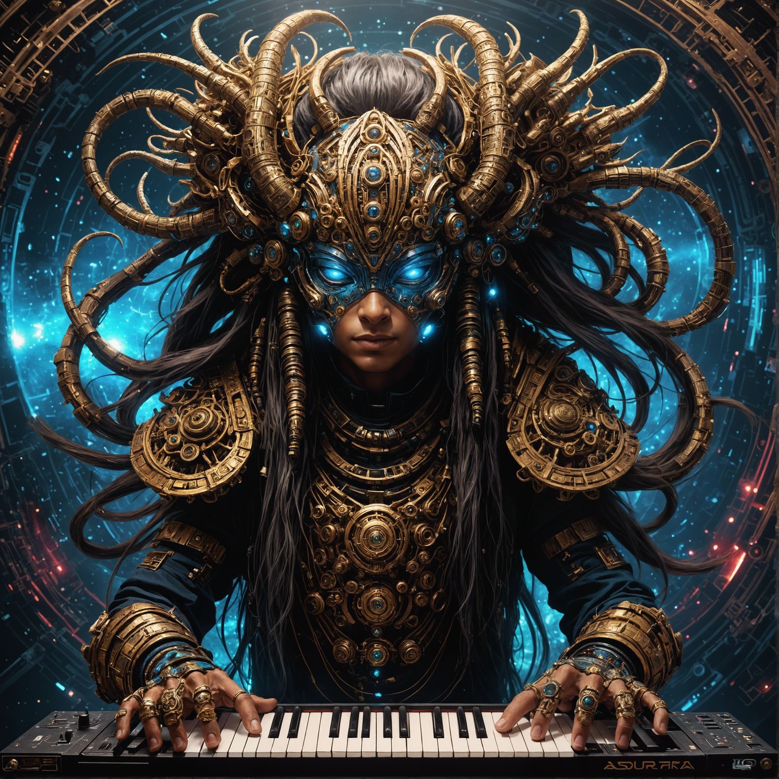 Asura playing music.