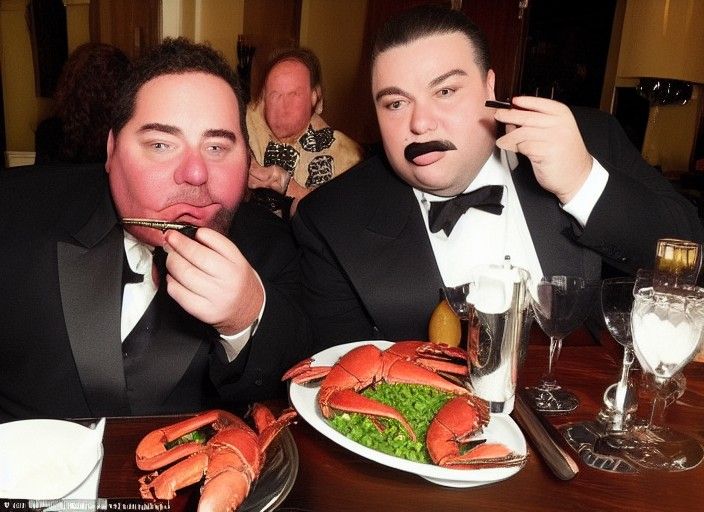 Man with Cigar and Lobster, Tabloid Photo