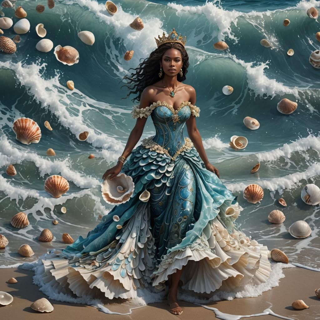 Ocean Goddess in Caribbean Blue, Fantasy Art