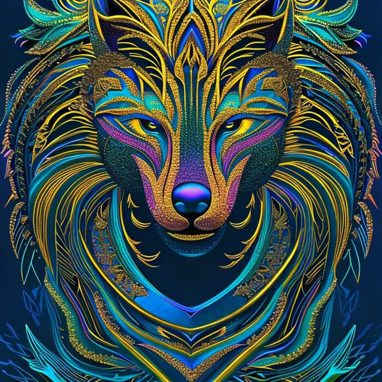Shimmering Glitter Wolf Digital Painting