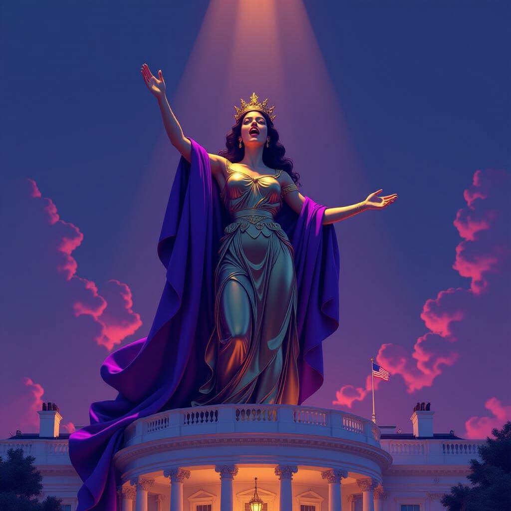 Regal Queen of Liberty Sings Atop White House
