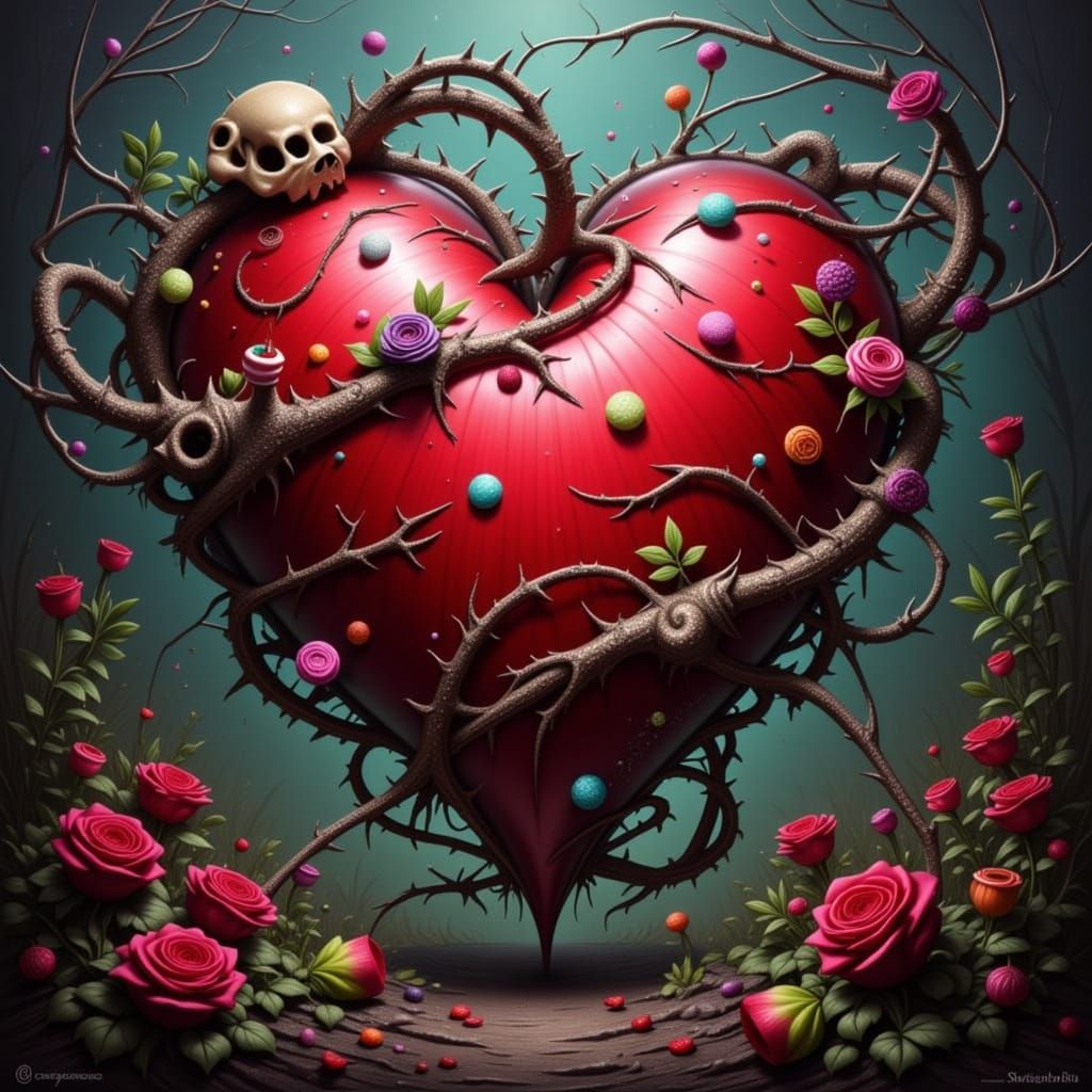 Morbid Valentine's Heart with Halloween Vines