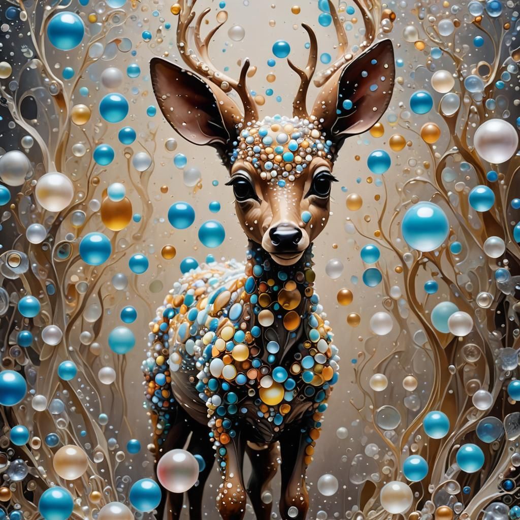 Abstract Iridescent Fawn in Cubist Style