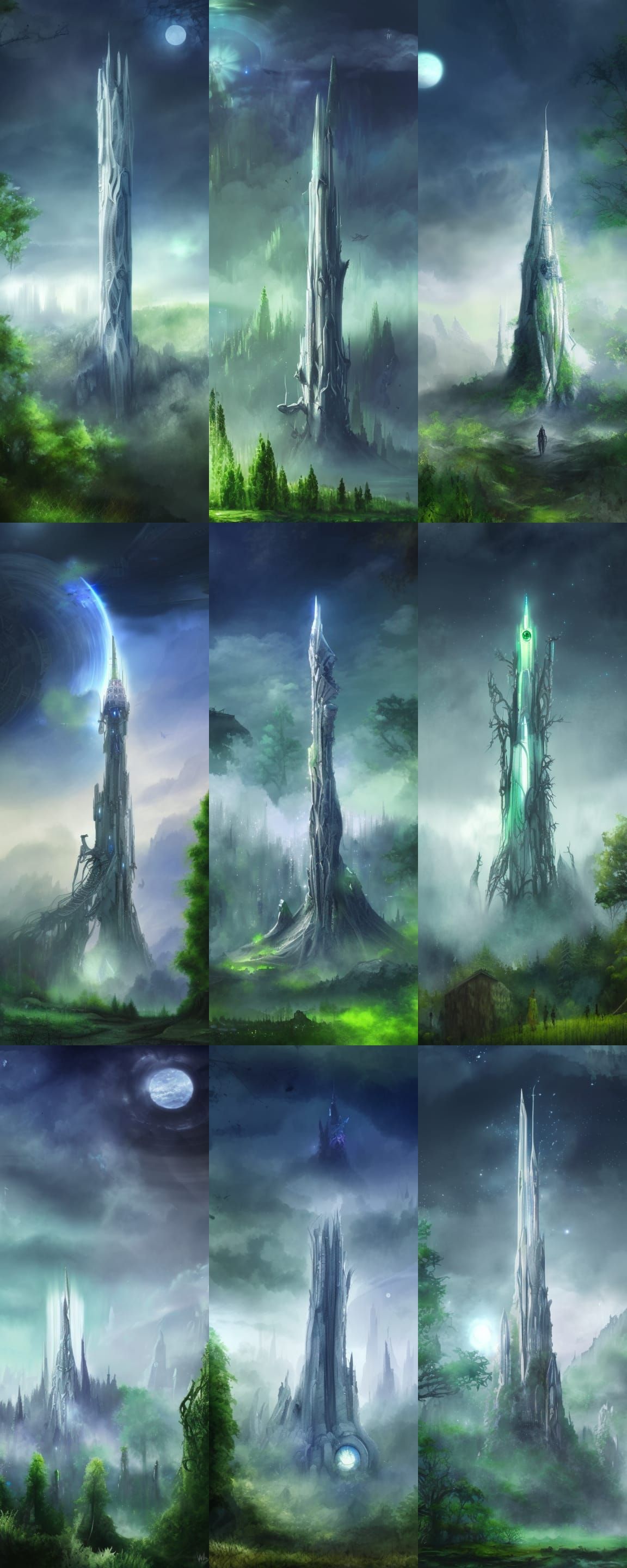 Futuristic White Tower on Alien World as Digital Painting