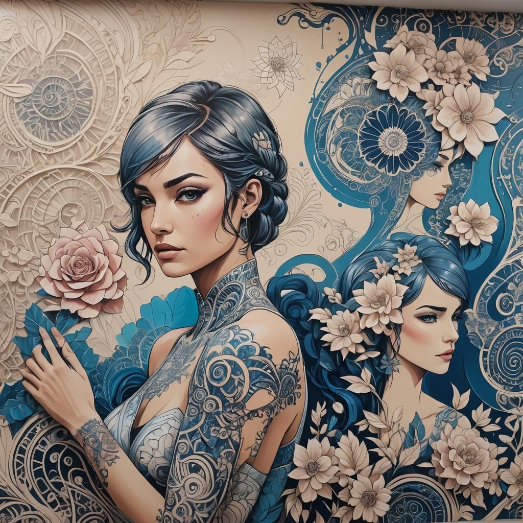 Relaxing Salon Mural in Cyberpunk Style