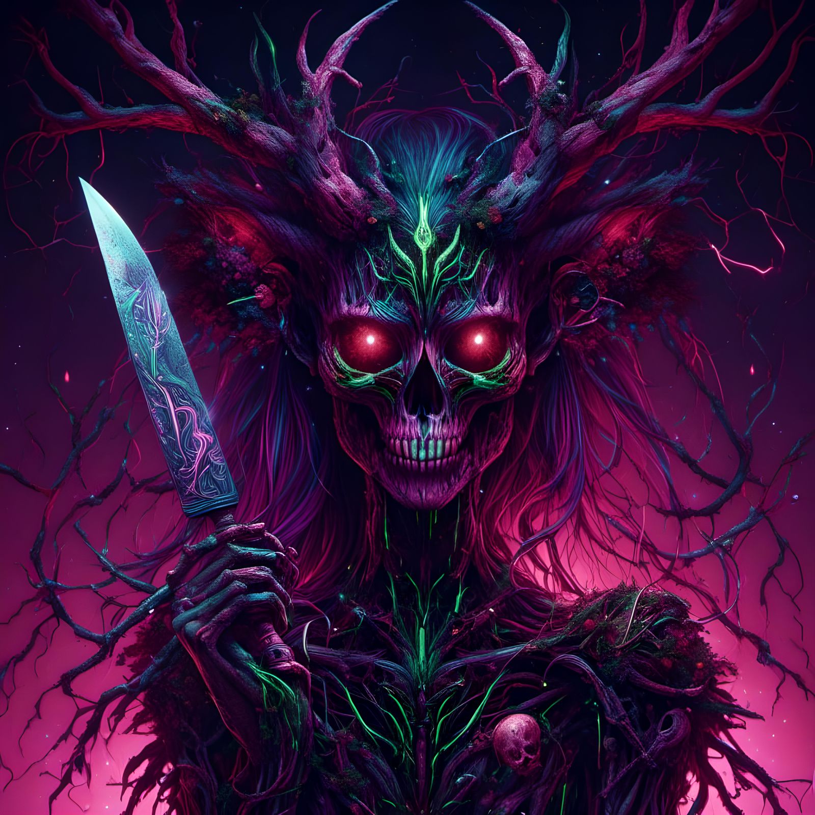 Dark Gothic Creature with Knife in Neo-Gothic Style