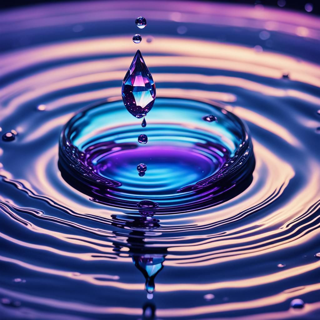 Diamond Sparkle: Water Drop Reflects Starry Night