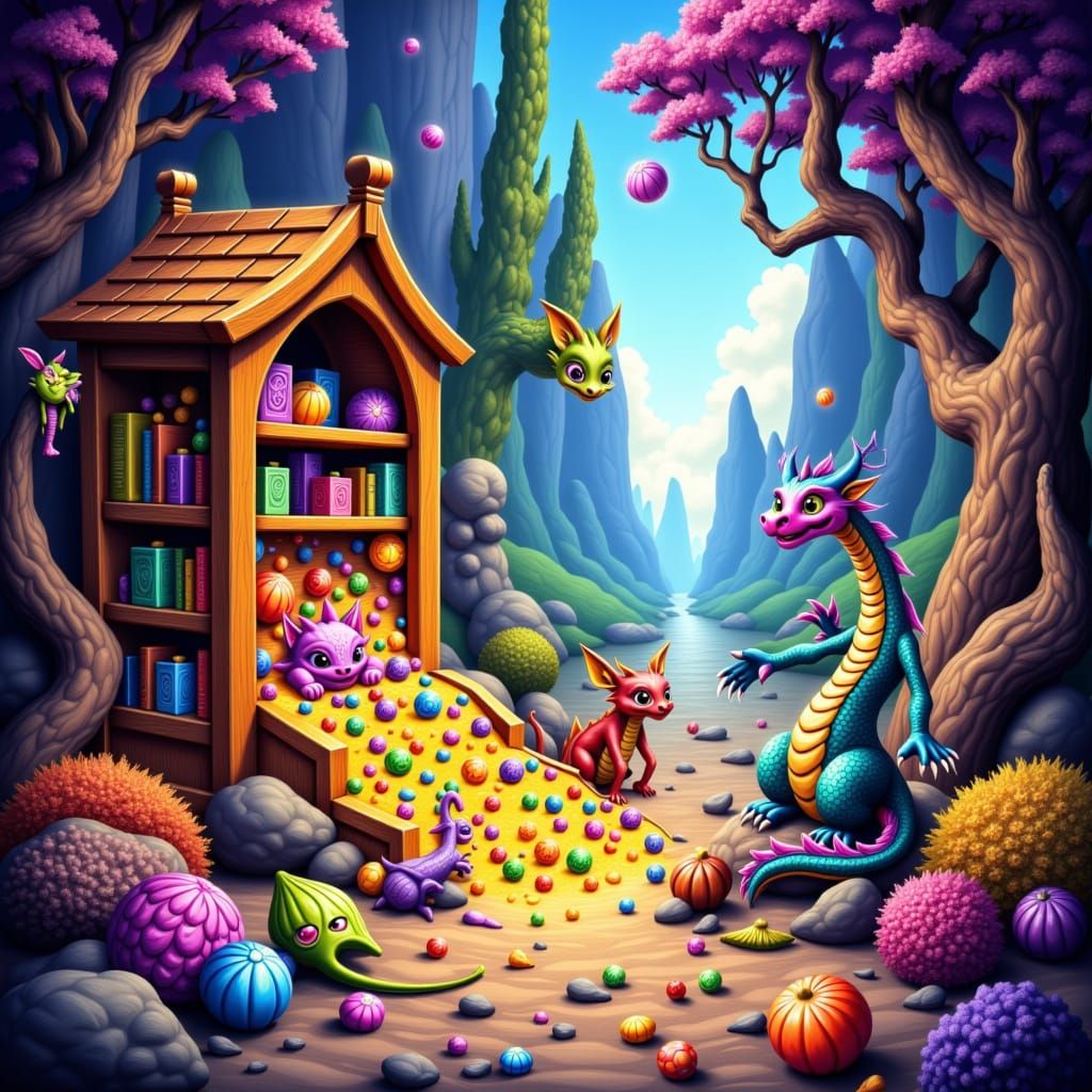 Whimsical Dragons Discover Treasure in a Fantastical Realm