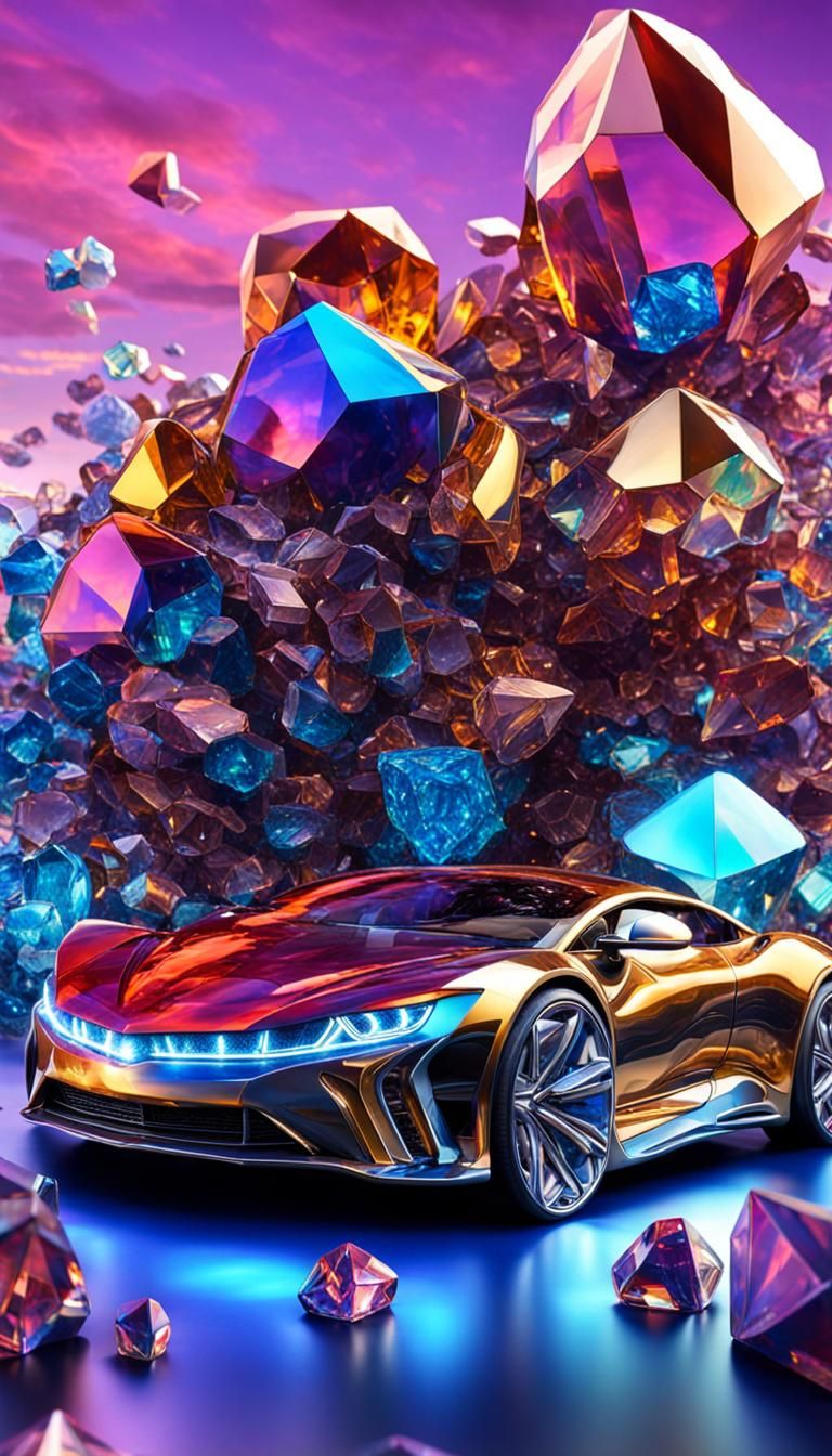 Futuristic Crystal Car: New Technology and Energy
