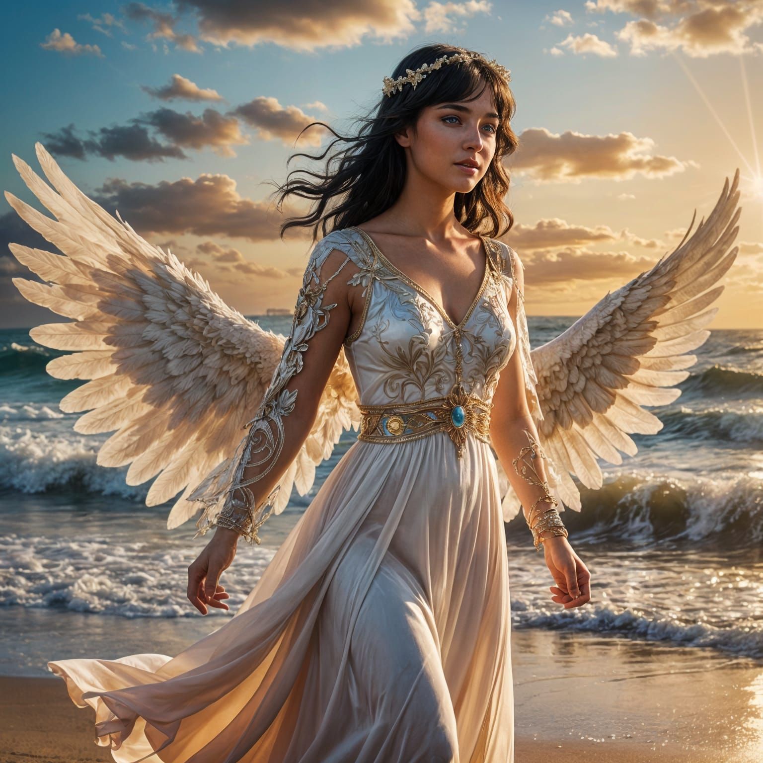 Angel Girl on Beach: Digital Matte Painting