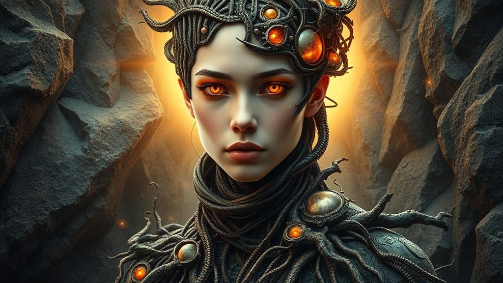 Ethereal Transhumanist Woman in Avant-Garde Style