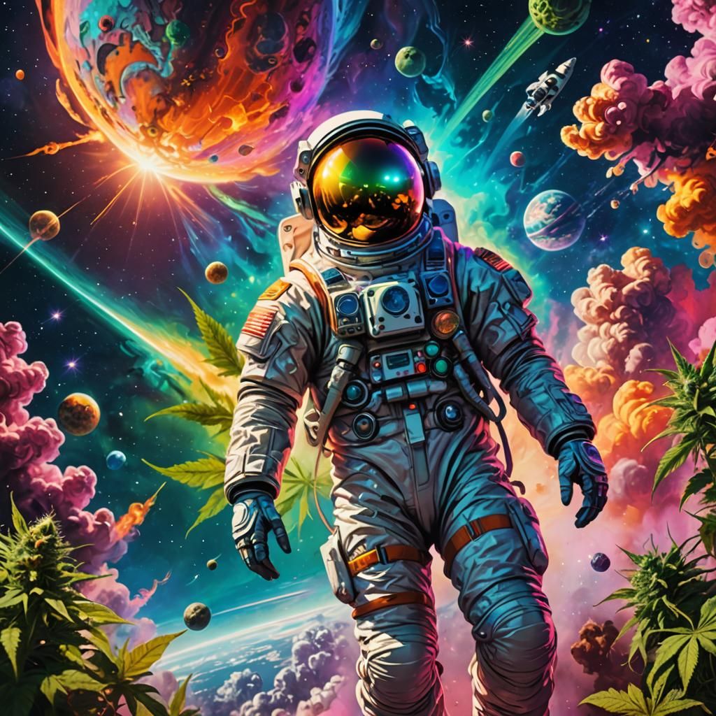 Psychedelic Stoner Astronaut in Space Concept Art