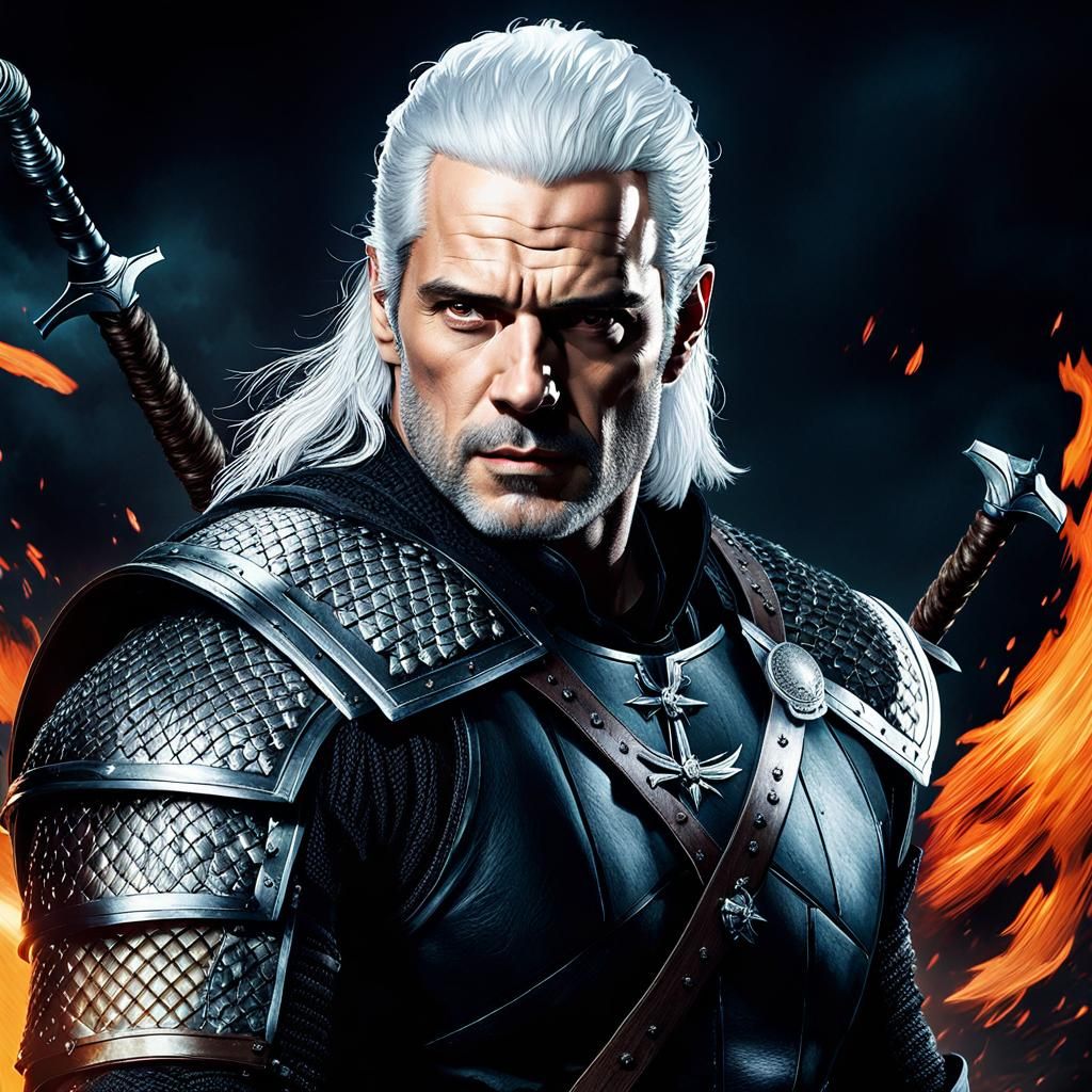 Geralt of Rivia Monster Fight: Dark Fantasy Art