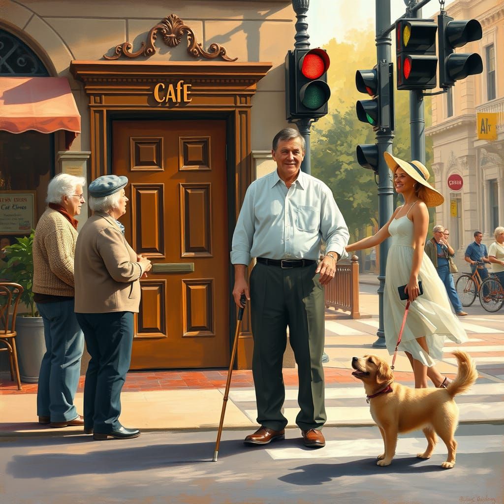 Warm City Street Scene of Everyday Kindness