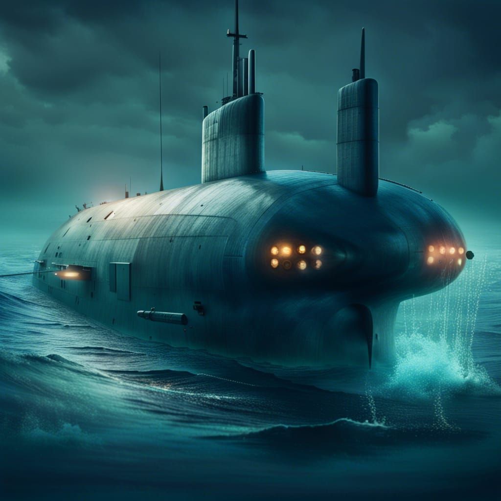 Nuclear Submarine Navigating Ocean Depths