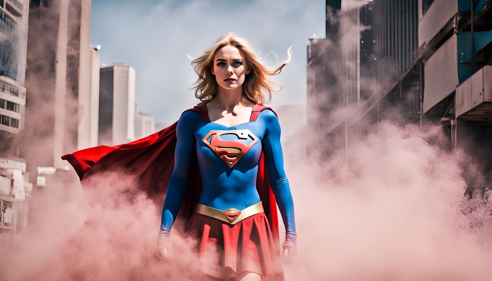 Supergirl Cosplay Portrait in Comic Book Style