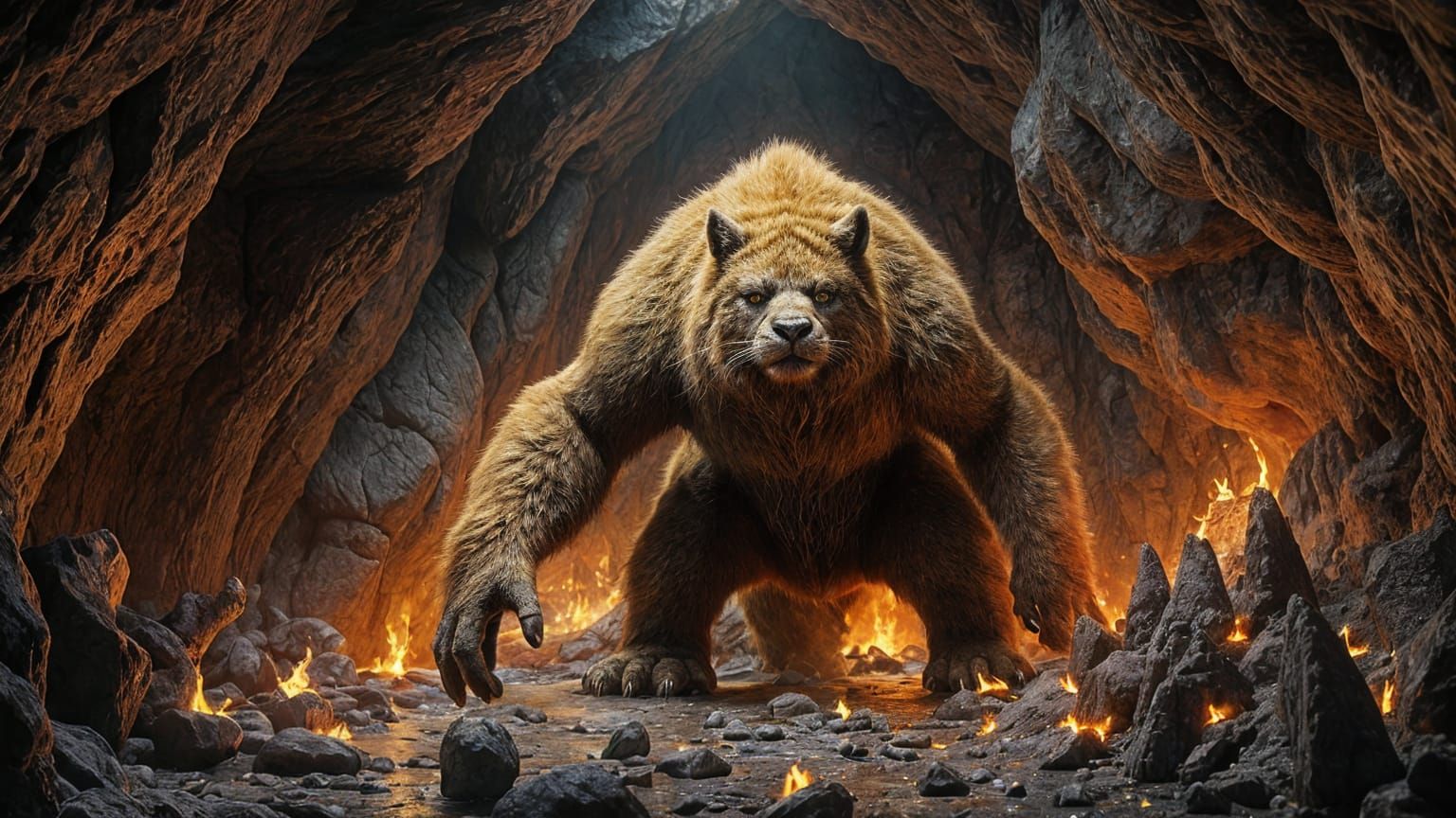 Monstrous Creature in Warm, Fuzzy Cave Artwork