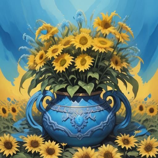 Banana and Sky Fabric Entwined: Oil Painting