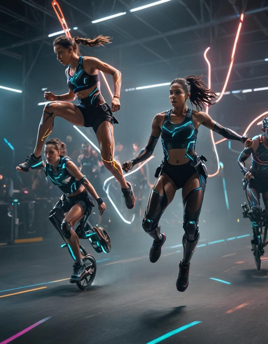 Depict a dynamic scene of athletes from diverse backgrounds ...