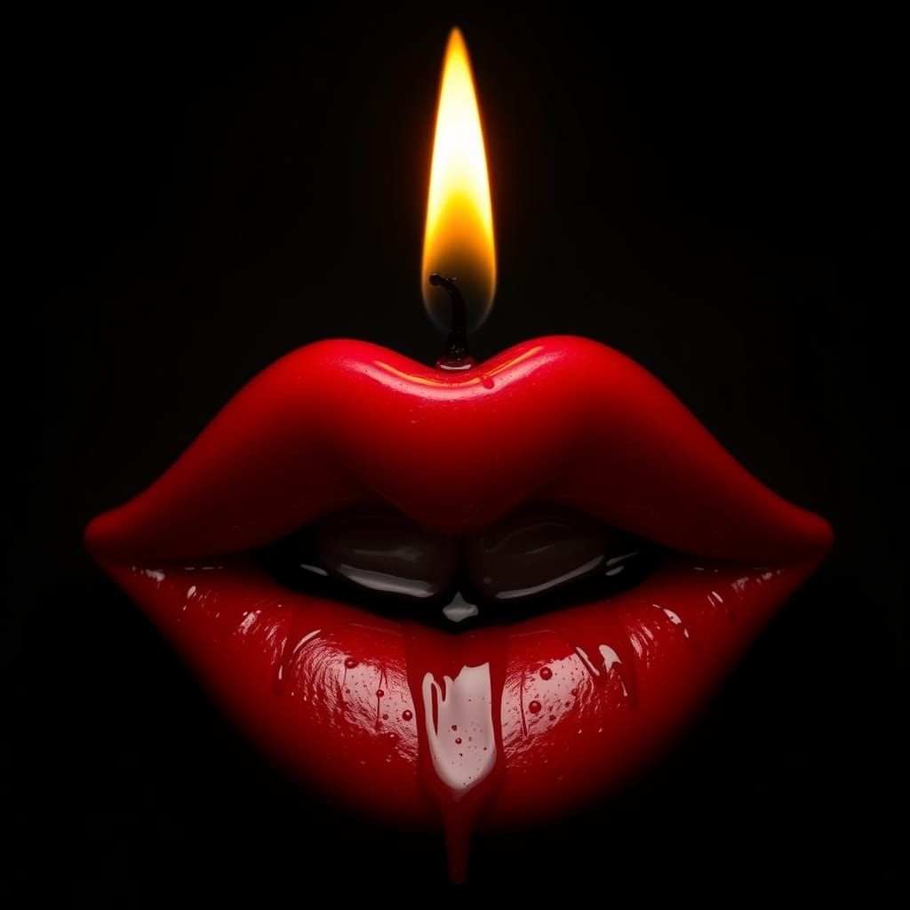 Deep Red Lips Candle Dripping Blood-Like Wax