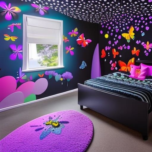 Psychedelic Dream Bedroom in Black Light