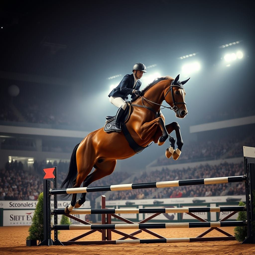 Equestrian Show Jumper in Action