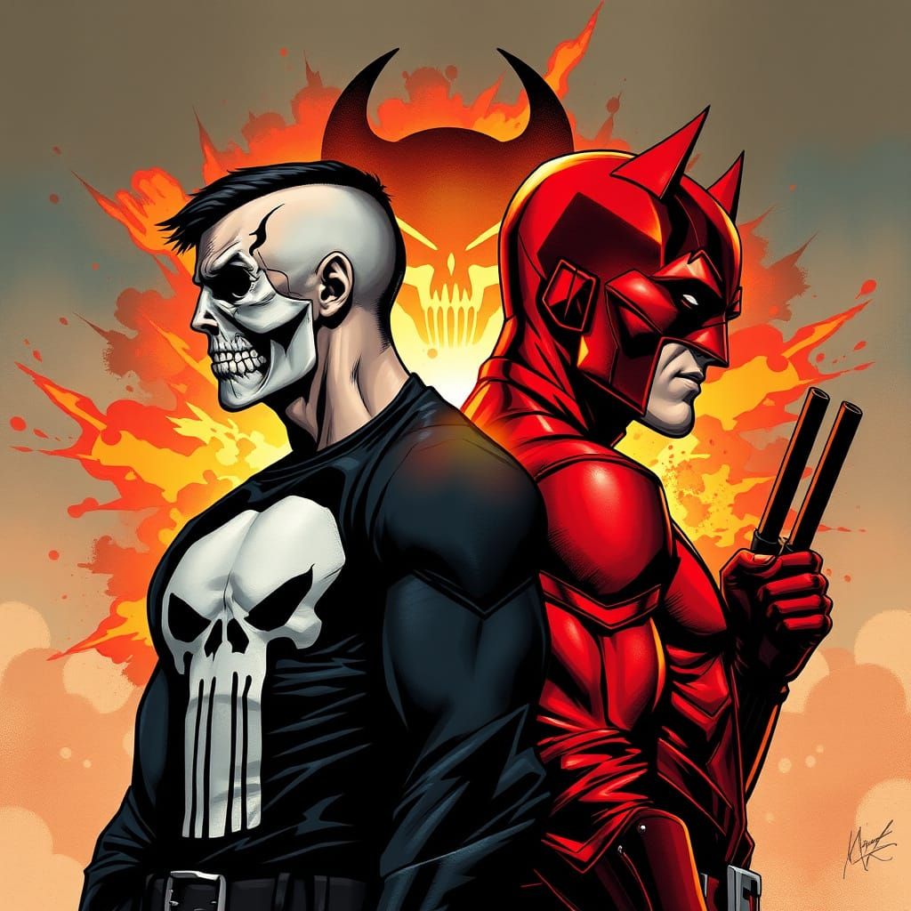 Clashing Heroes: The Punisher and Daredevil in Epic Showdown