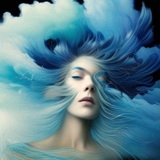 Detailed Air Elemental Portrait in Fantasycore Style