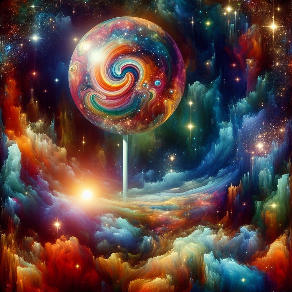 Psychedelic Lollipop Planet in a Visionary Style