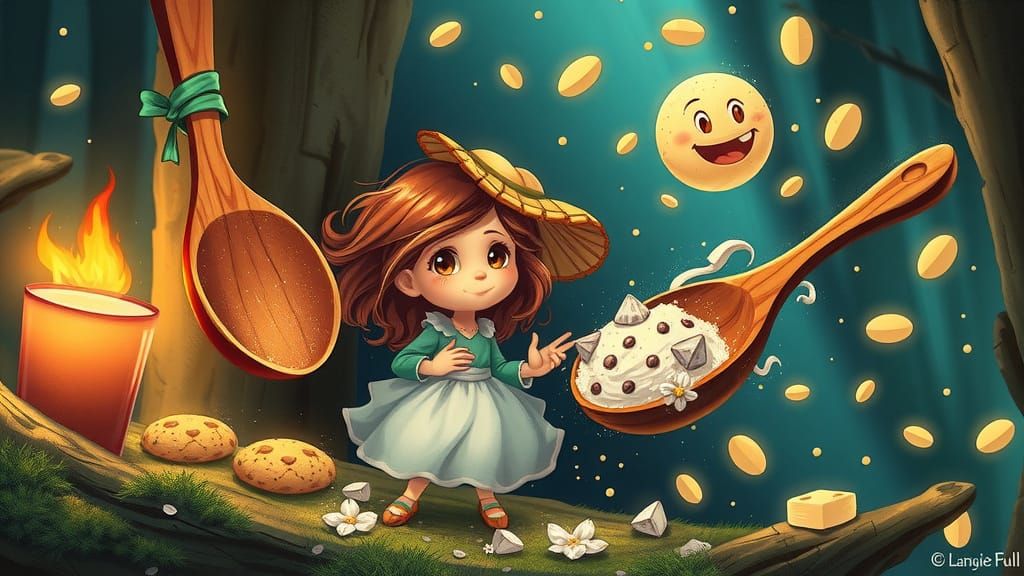 Fairy Bakes Cookies in Whimsical Forest Kitchen