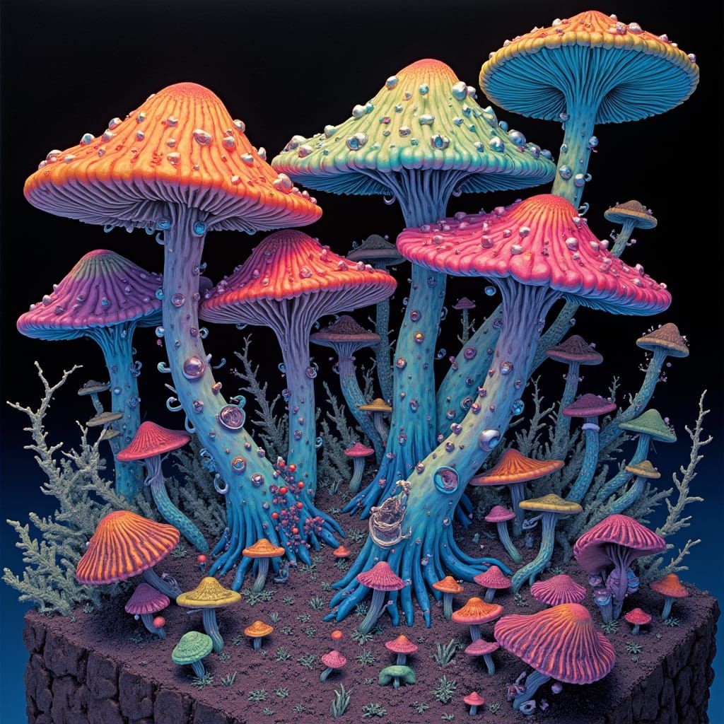 Psychedelic Mushroom Realm: A Surreal Vision