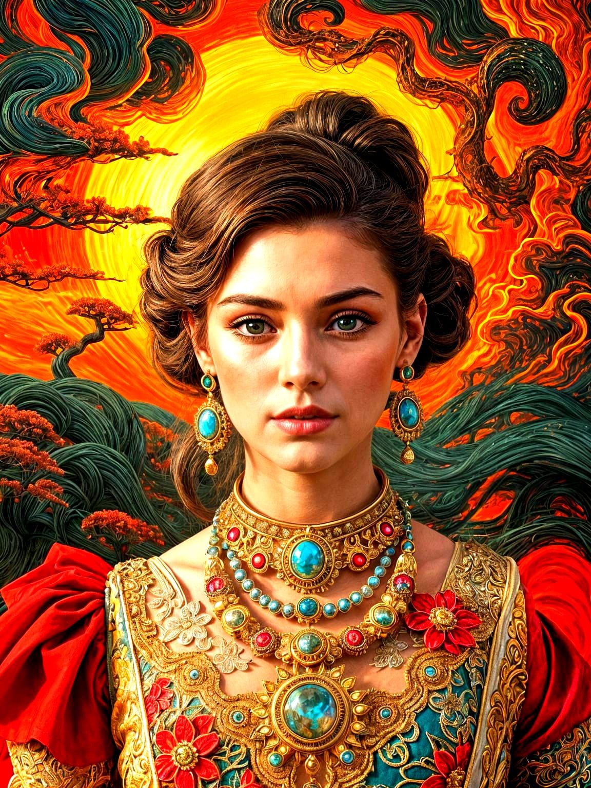 Hyperrealistic Portrait with Clockpunk and Gouache Elements