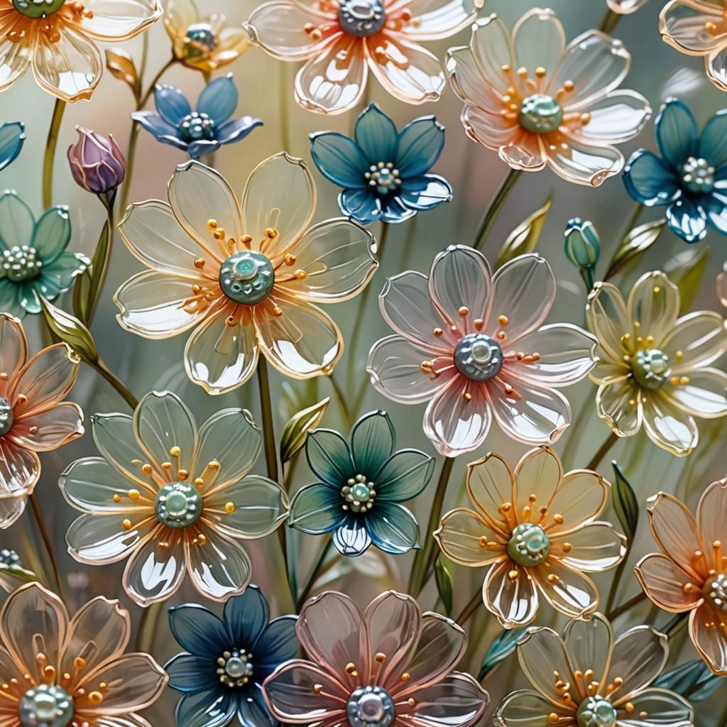 Delicate Glass Flowers in Enamel Colors