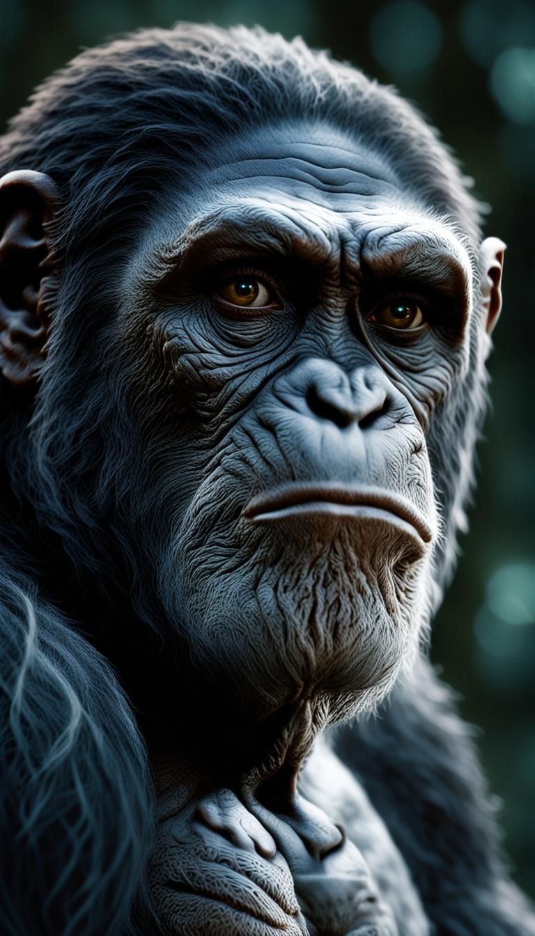Ape Leader Portrait in Moonlight