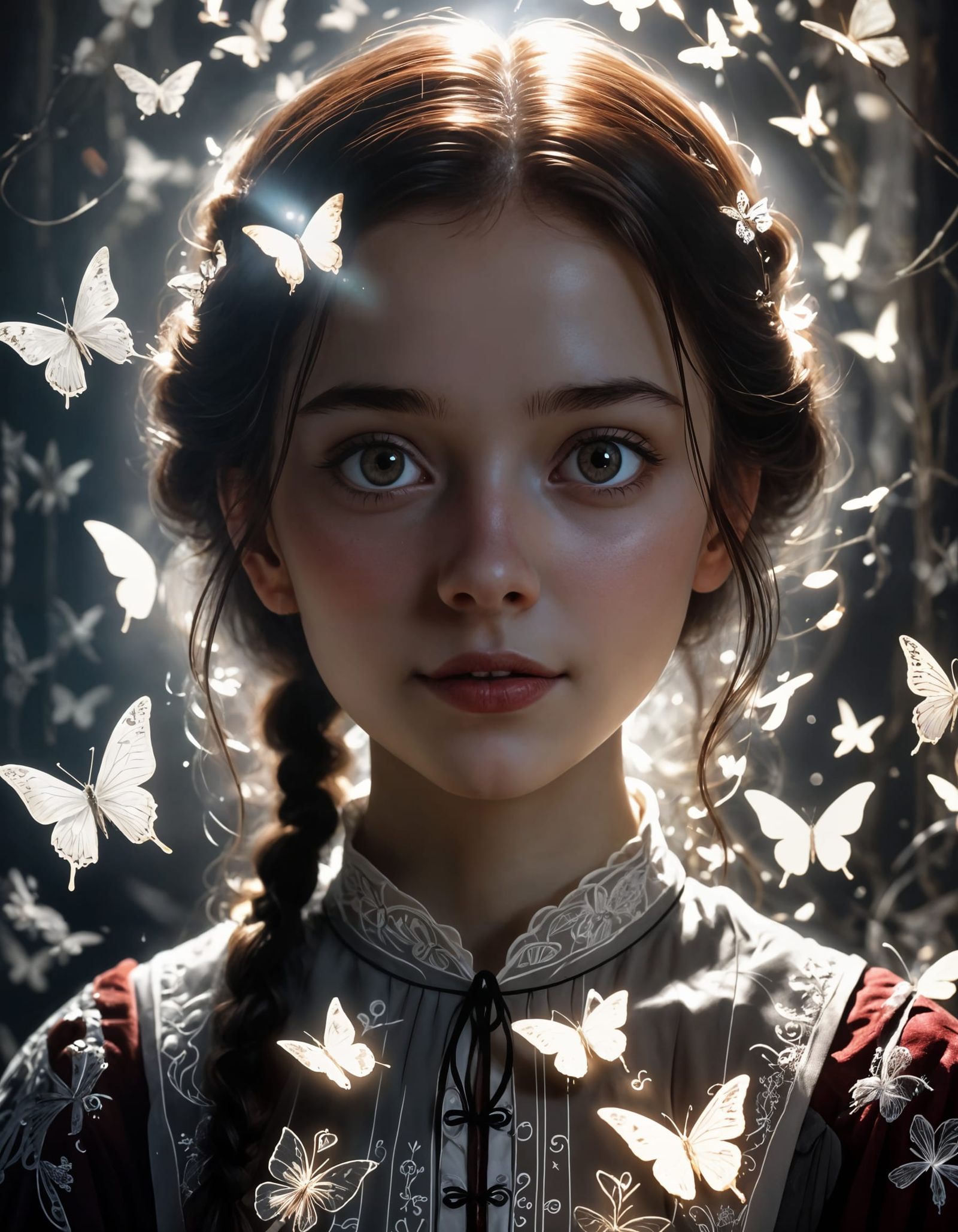 Mystical Girl with Butterflies: Rembrandt Lighting