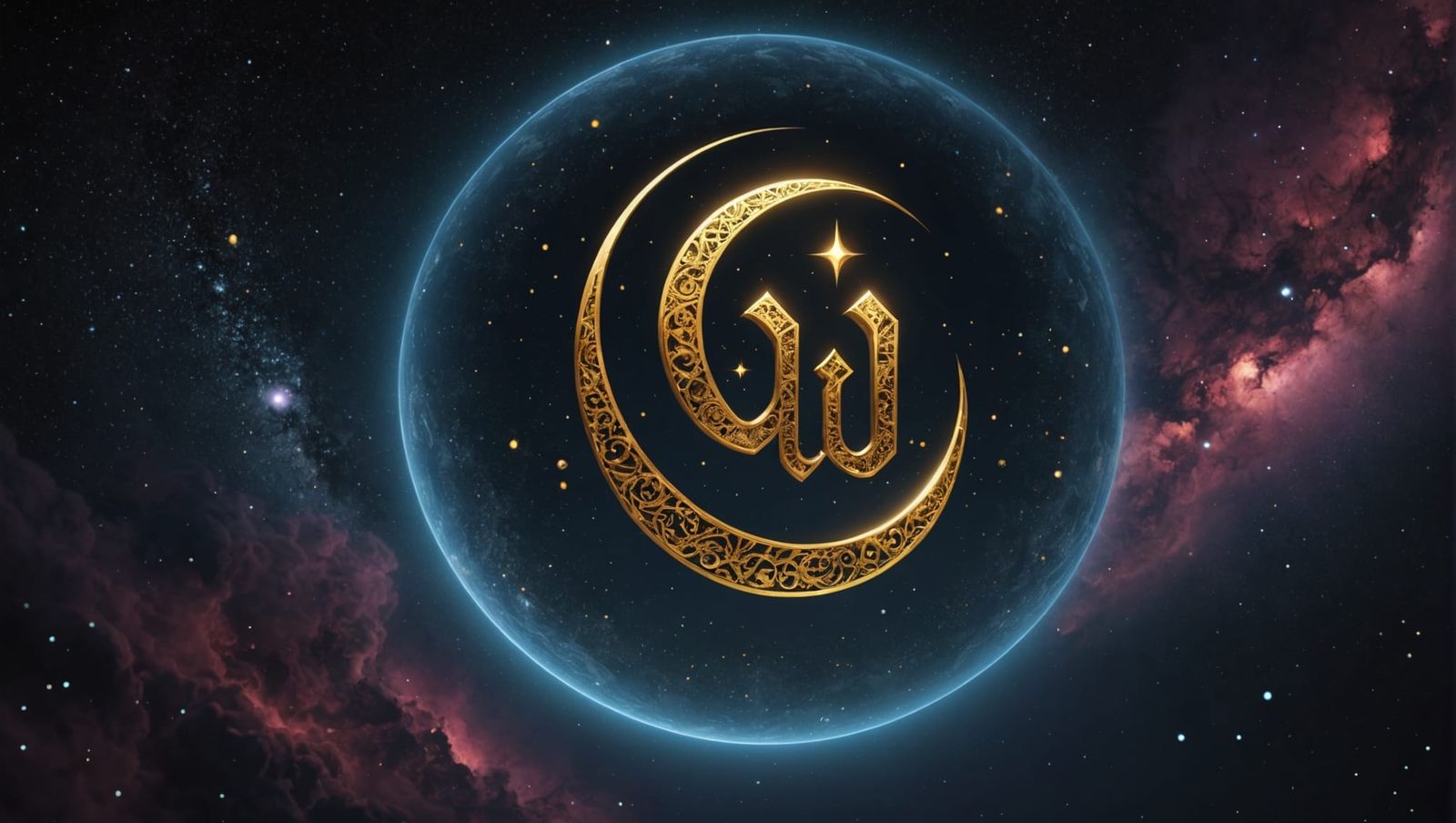 Word Allah, In Arabic Calligraphy, With Gold Flasher Light, ...