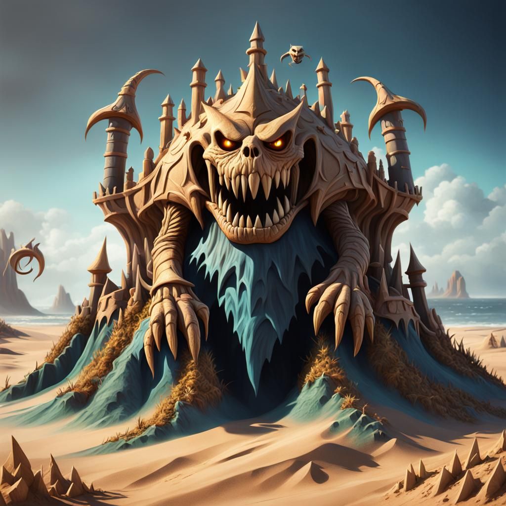 Detailed Sandcastle Monster in Fantasy Concept Art