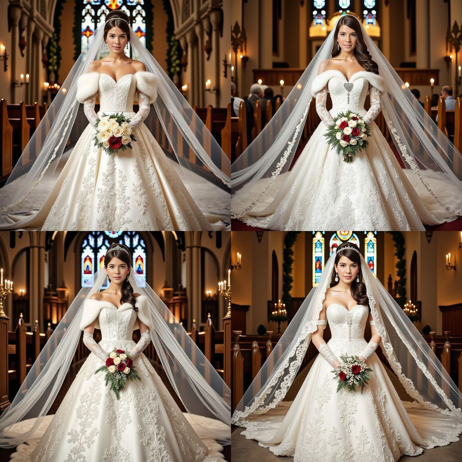 Romantic Victorian Bride in Elegant Gown and Luxurious Cape