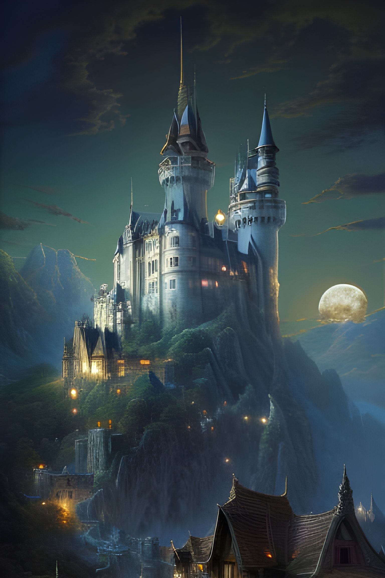 Castle with village below