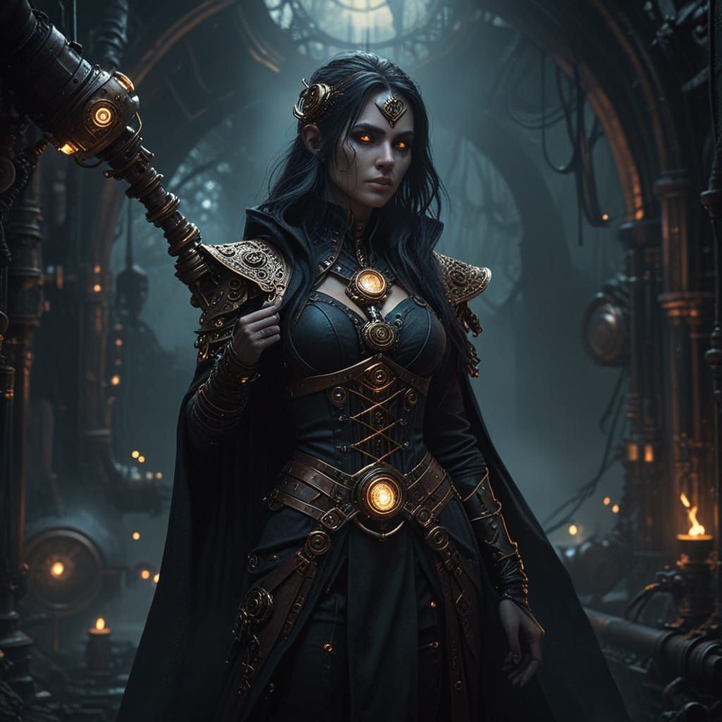 Steampunk Priestess of the Golden Runes