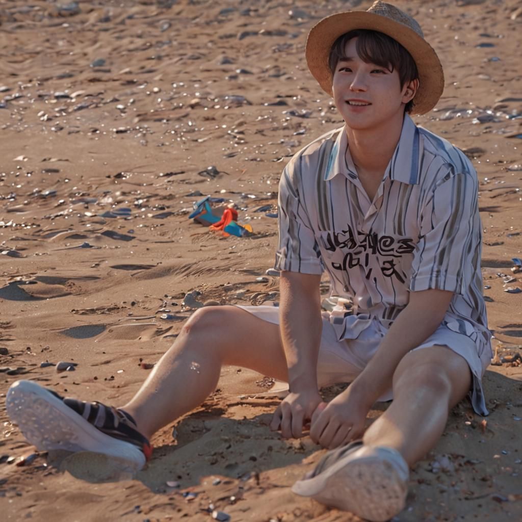 Jin of BTS: Summer Beach Joy in 3D Game Art