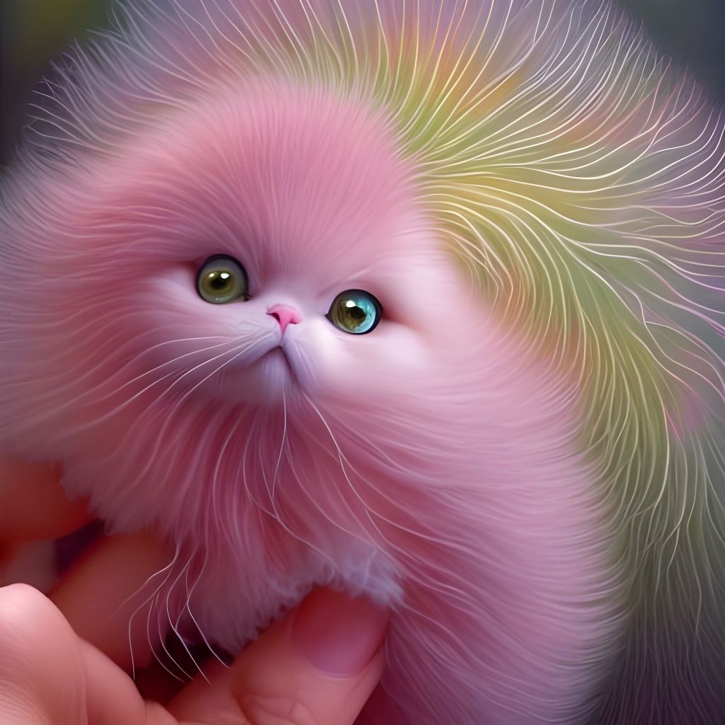 Cute Magical Fluffy Creature in Hyperdetailed Watercolour