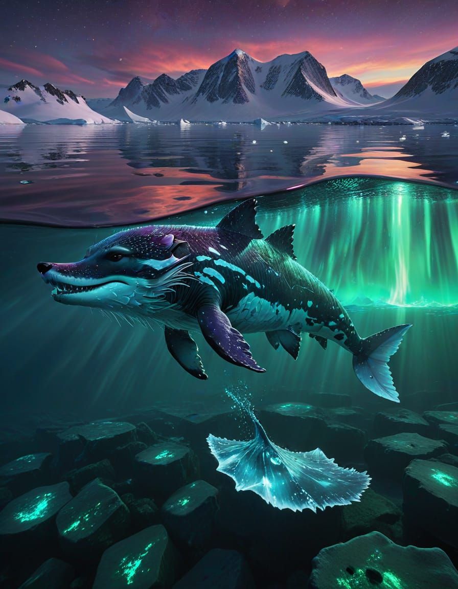 Majestic Humpback Whale Amidst Arctic Aurora