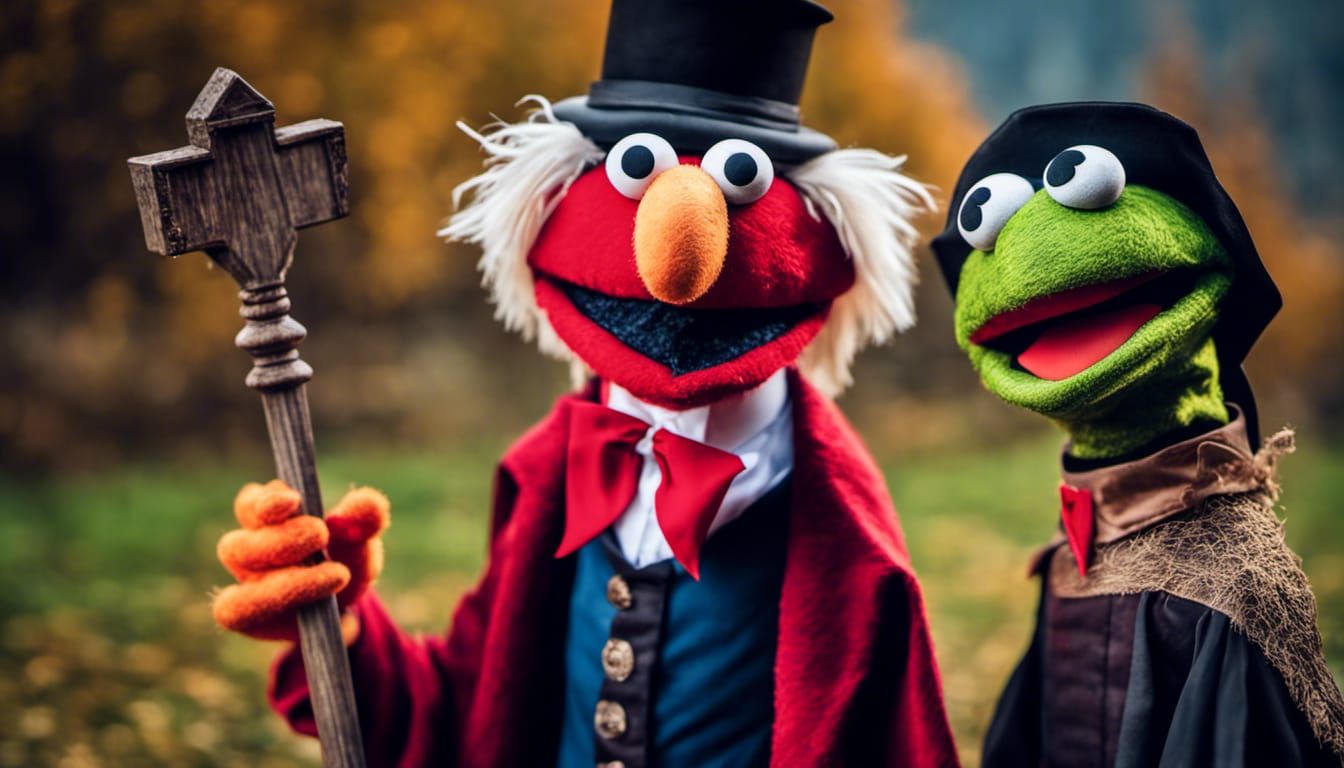 Sesame Street Muppet vs Dracula: Real Photography