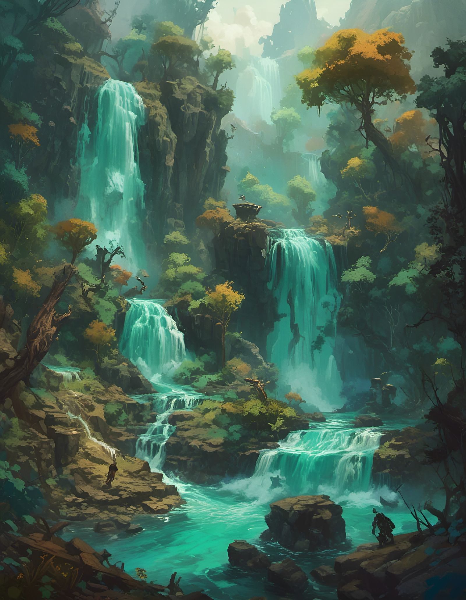 Arsenic Color Waterfall in Deep Jungle